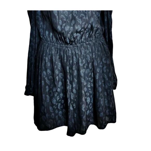 AVEC LES FILLES Romper Animal Print Black Teal Cold Shoulder Ruffle LS Small EUC - Picture 4 of 9